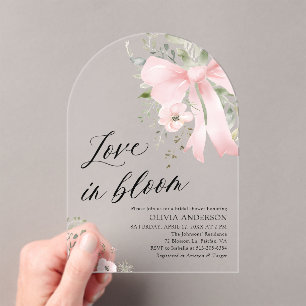 Pink Bow Floral Liebe im Bloom Arch Brautparty Acryleinladungen