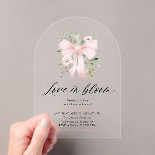Pink Bow Floral Liebe im Bloom Arch Brautparty Acryleinladungen