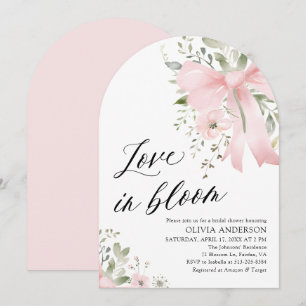 Pink Bow Floral Liebe im Bloom Arch Brautparty Einladung