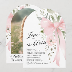 Pink Bow Floral Liebe im Bloom Arch Brautparty Einladung