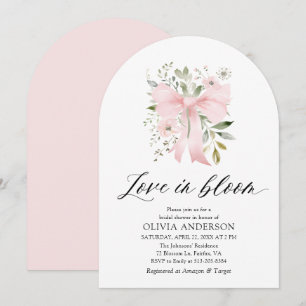 Pink Bow Floral Liebe im Bloom Arch Brautparty Einladung