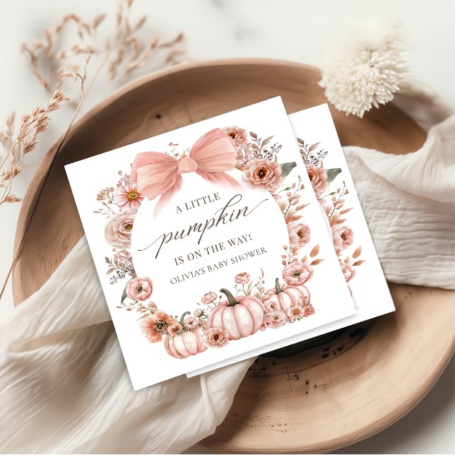 Pink Bow Floral Pumpkin Baby Dusche Napkins Serviette (Von Creator hochgeladen)