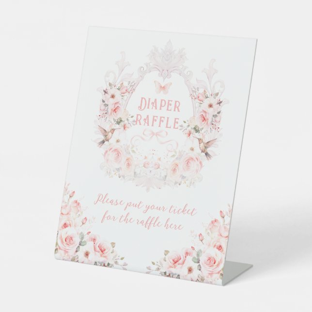 Pink Bow Floral Wappen Girl Dusche Sockelschild (Vorderseite)