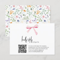 Pink Bow floral Wedding Digital RSVP Card Qr Code
