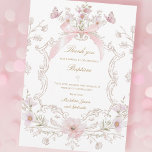 pink bow flowers crest Thank you card Einladung<br><div class="desc">Thank you for coming card</div>