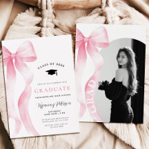 Pink Bow Foto 2025 Abschluss Einladung