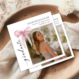 Pink Bow Foto Graduation Party Serviette