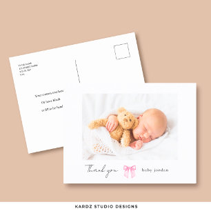 Pink Bow Foto Moderne Babydusche Vielen Dank Postkarte