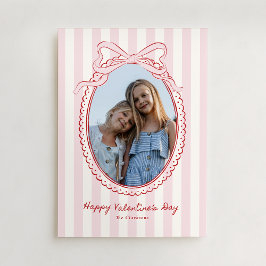 Pink Bow Frame Valentine’s Day Photo Card Einladung