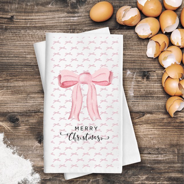 Pink Bow Frohe Weihnachtsgeschenk Handtuch Serviette (Von Creator hochgeladen)