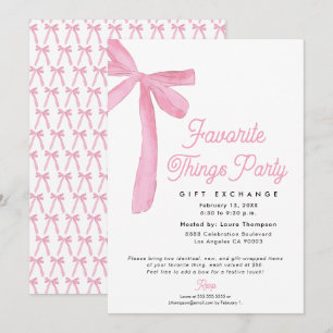 Pink Bow Geschenktauschparty für Lieblingsdinge Einladung