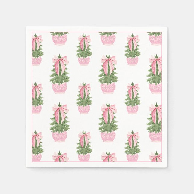 Pink Bow Ginger Jar Christmas Tree Serviette (Vorderseite)