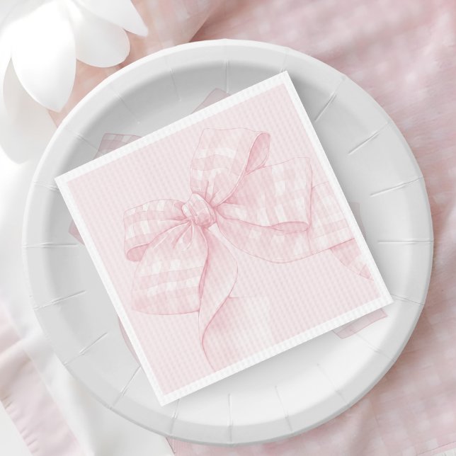 Pink Bow Gingham Baby Dusche Serviette (Von Creator hochgeladen)