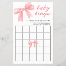 Pink Bow Gingham Baby Shower Bingo Flyer