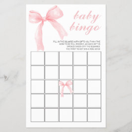 Pink Bow Gingham Baby Shower Bingo Flyer