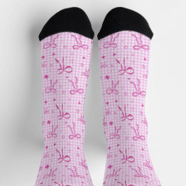 Pink Bow Gingham Socks Socken