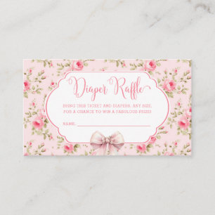 Pink Bow Girl Baby Dusche Windeln Raffelumschließu Begleitkarte