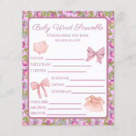 Pink Bow Girl Baby Dusche Word Scramble