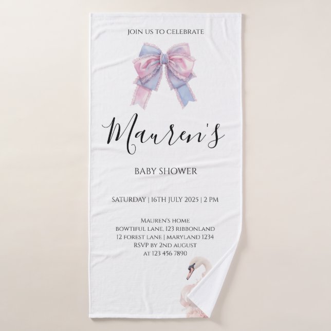 Pink Bow Girl Baby Shower  Badehandtuch (Badehandtuch)