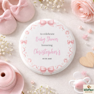 Pink Bow Girl Baby Shower – Eine süße und lustige  Button