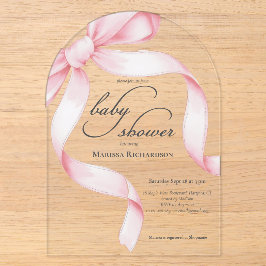 Pink Bow Girl Babydusche Acryleinladungen