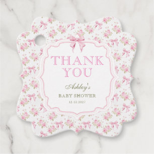 Pink Bow Girl Babydusche Danke Geschenkanhänger