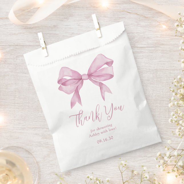 Pink Bow Girl Babydusche Danke Geschenktütchen (Ausgeschnitten)