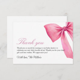 Pink Bow Girl Babydusche Dankeskarte