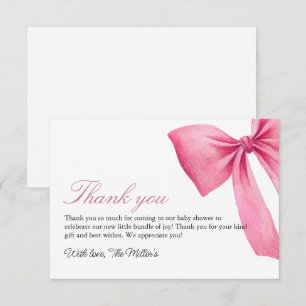 Pink Bow Girl Babydusche Dankeskarte