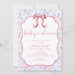 Pink Bow Girl Babydusche Einladung
