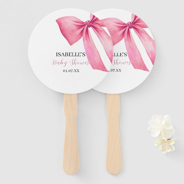 Pink Bow Girl Babydusche Fächer (Vorne und Hinten)