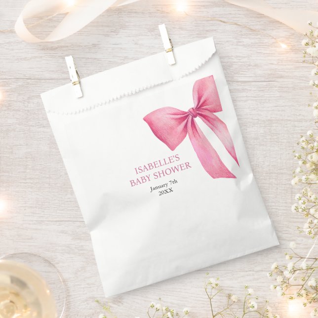 Pink Bow Girl Babydusche Geschenktütchen (Ausgeschnitten)