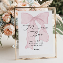 Pink Bow Girl Babydusche Momosa Bar Poster