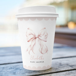 Pink Bow Girl Babydusche Pappbecher