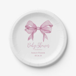 Pink Bow Girl Babydusche Pappteller