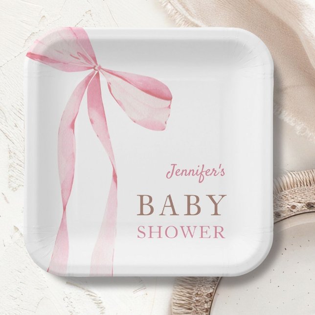 Pink Bow Girl Babydusche Pappteller (Von Creator hochgeladen)