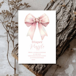 Pink Bow Girl Babydusche Raffle Diapper Begleitkarte