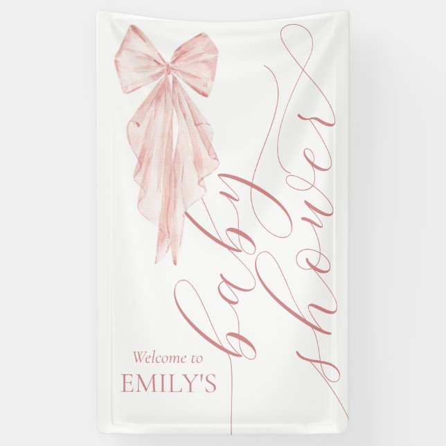 Pink Bow Girl Babydusche Ribbon Vertikal Banner (Vertikal)