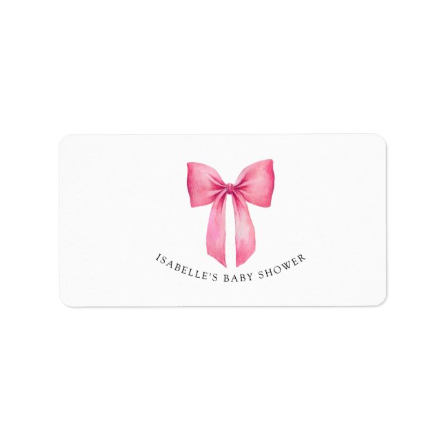 Pink Bow Girl Babydusche Rücksendeadresse Adressaufkleber (Vorne)