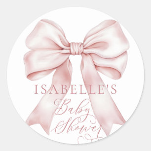Pink Bow Girl Babydusche Runder Aufkleber