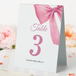 Pink Bow Girl Babydusche Tischaufsteller