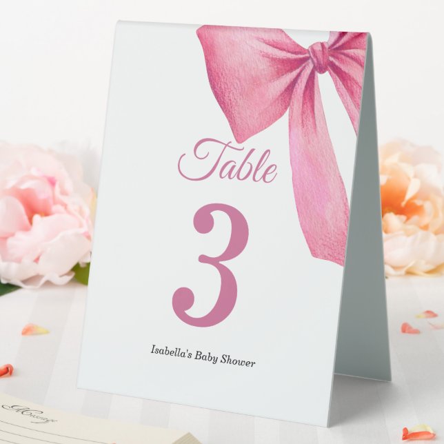 Pink Bow Girl Babydusche Tischaufsteller (In Situ (Hochzeit))