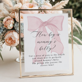 Pink Bow Girl Babydusche Wie groß ist Mama's Bauch Poster