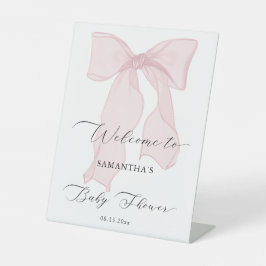 Pink Bow Girl Babydusche Willkommen Sockelschild