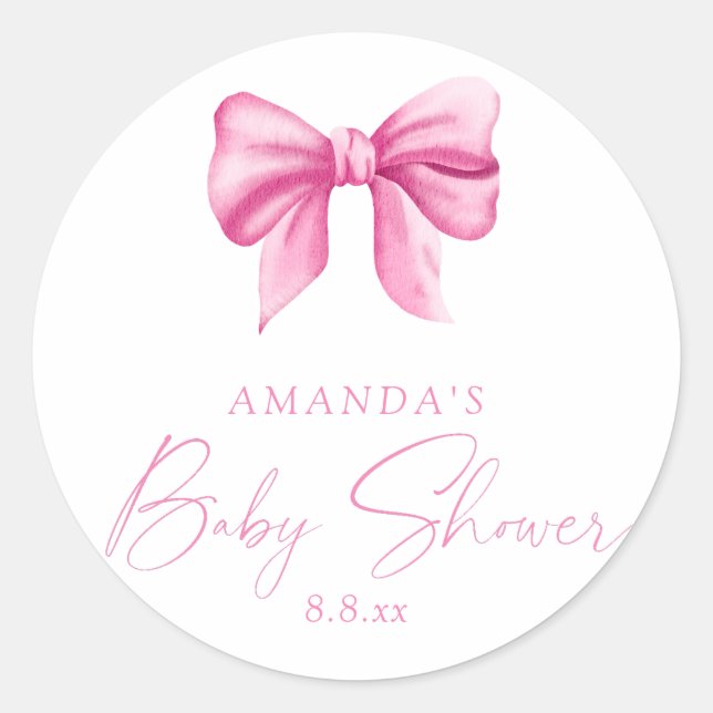 PINK BOW Girl Dusche Runder Aufkleber (Vorderseite)