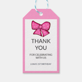 Pink Bow Girl Kids 1st Birthday Geschenkanhänger