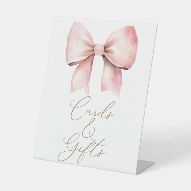 Pink Bow Girl Kinderduschkarten und Geschenke Sockelschild (Vorderseite)
