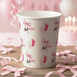 Pink Bow Girl Mom Ribbon Cute Baby Shower Pappbecher