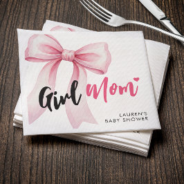 Pink Bow Girl Mom Ribbon Cute Baby Shower Serviette