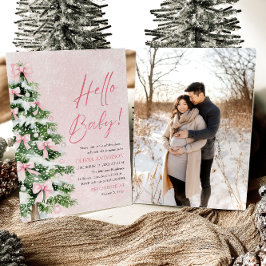 Pink Bow Girl Weihnachten Hallo Baby Dusche Einladung